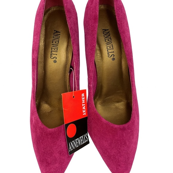 Anne Wells Women’s Bright Pink Suede Pumps – Size 7.5M (NWT) Vintage Leather - Picture 2 of 7
